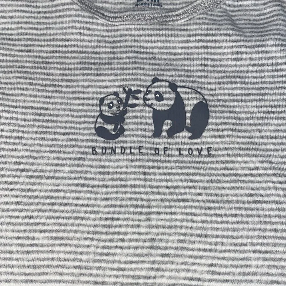 Carter’s One Piece Bodysuit 24 Month Short Sleeve Snap Striped Panda